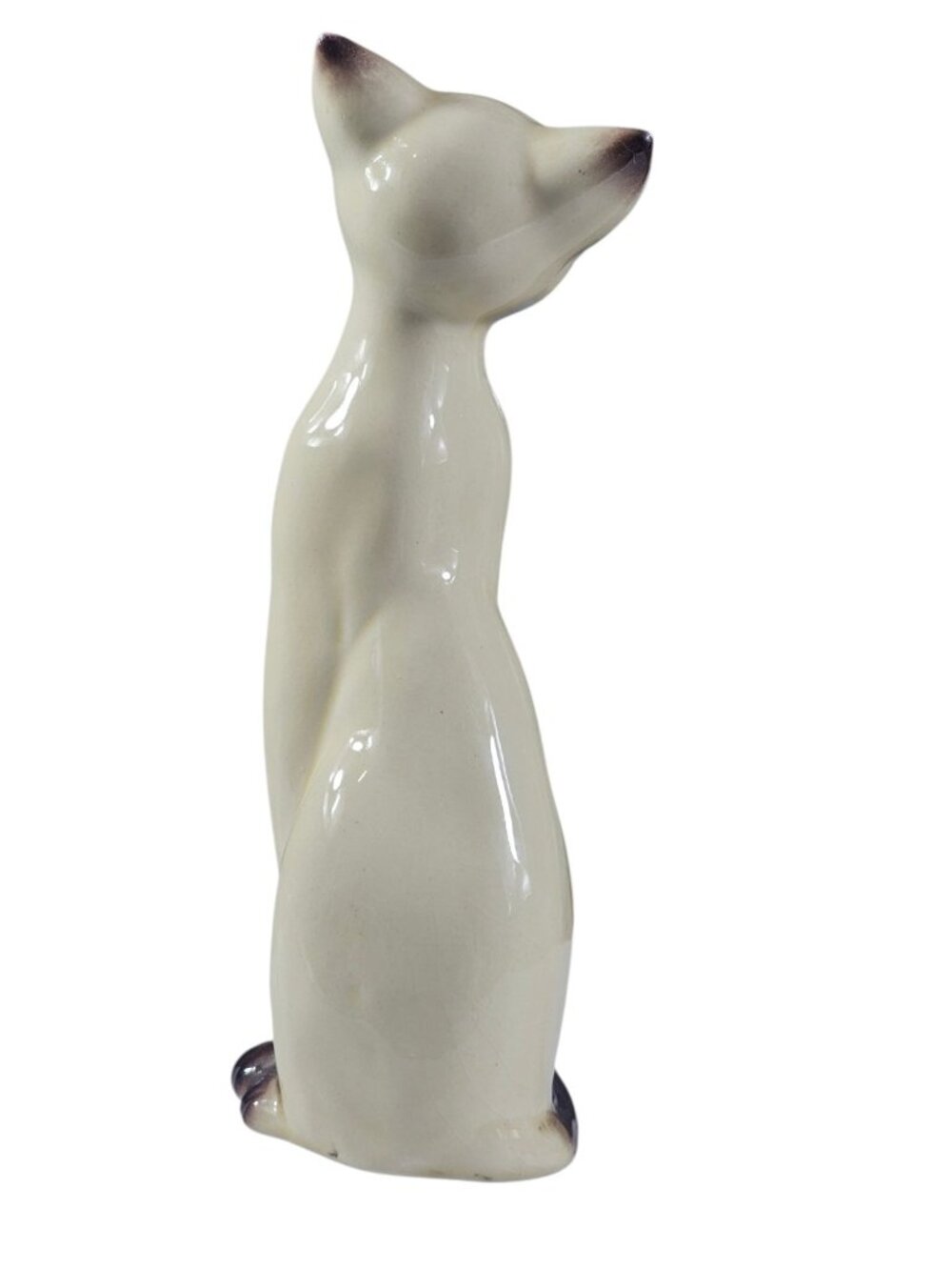 Vintage Cat Figurine Made in Japan 8.5” Tall Cream Siamese Style Ceramic Mid Cen - Picture 4 of 8